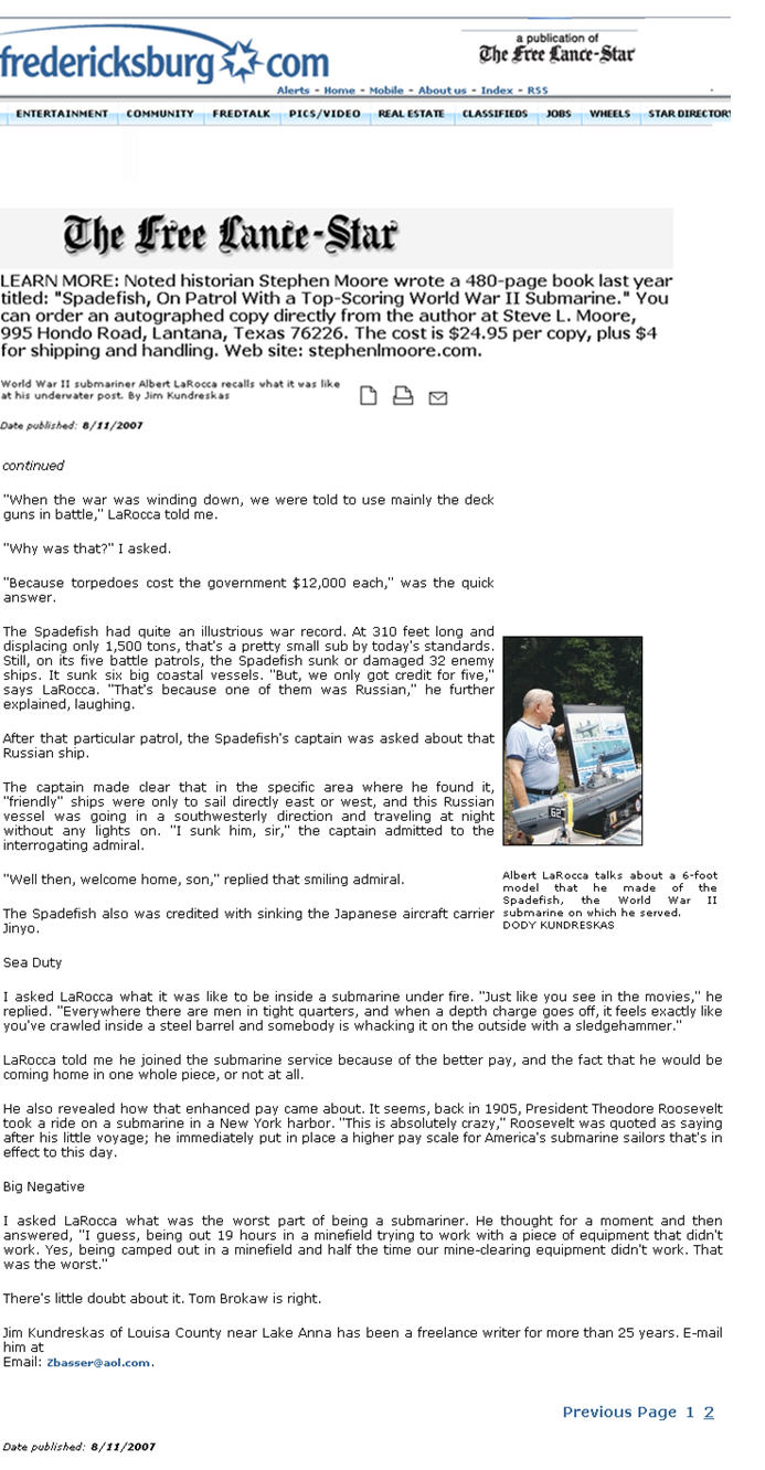 graphic:  Al La Rocca Recalls Article
